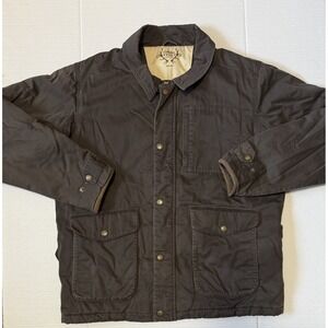 CABELAS OUTFITTERS - Men's VTG Brown Plaid Flannel Lined Chore Jacket - X-Large